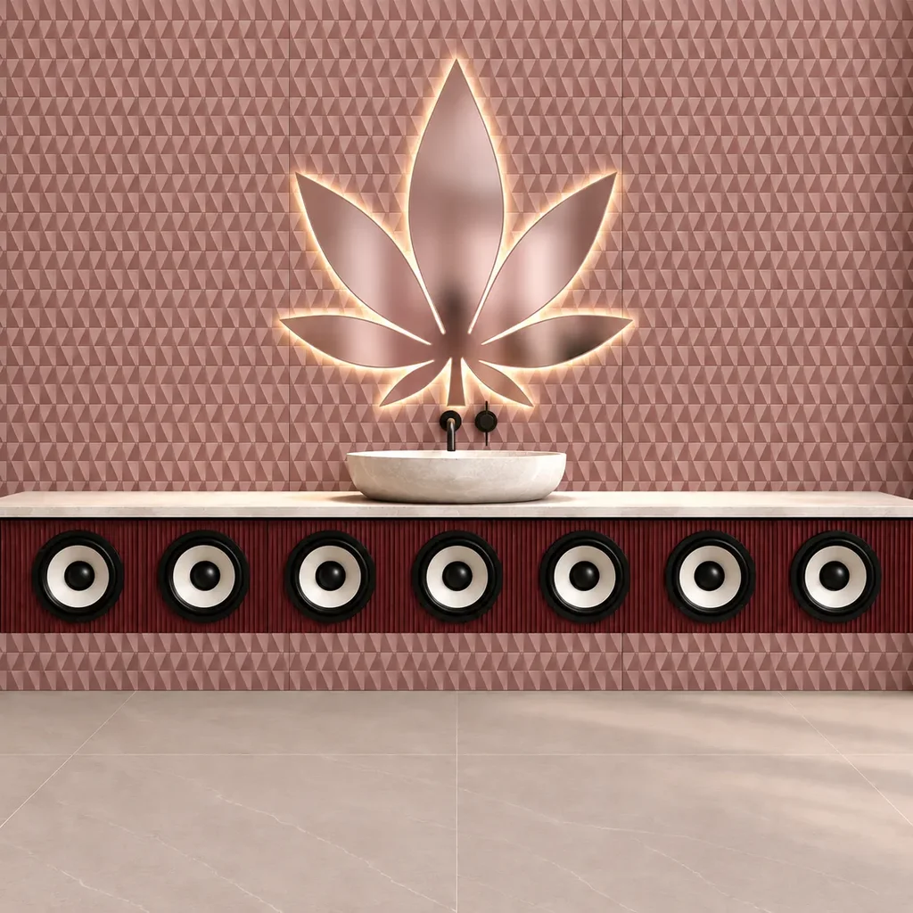 Matte Coloures red decorated + Cement taupe