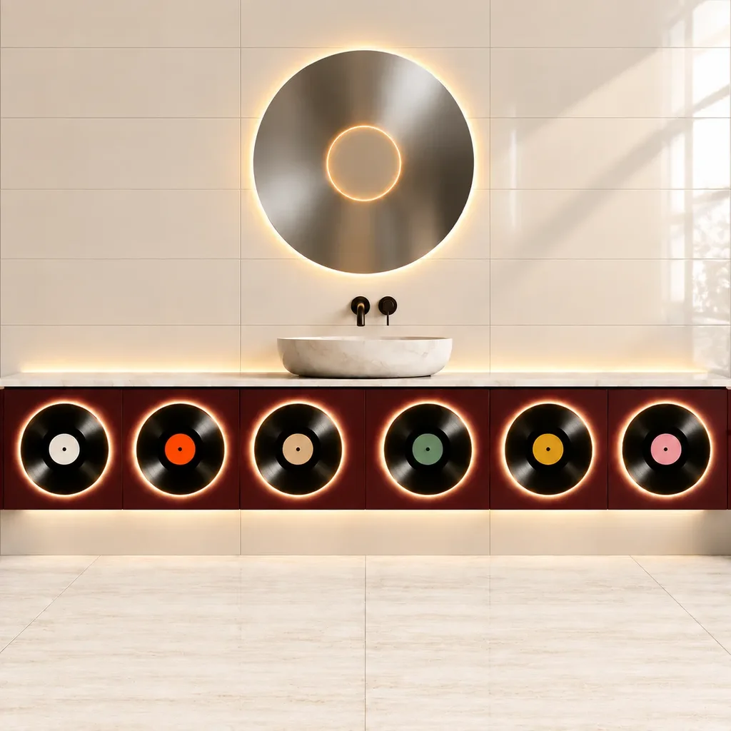 Blanc glossy beige + Travertine cream