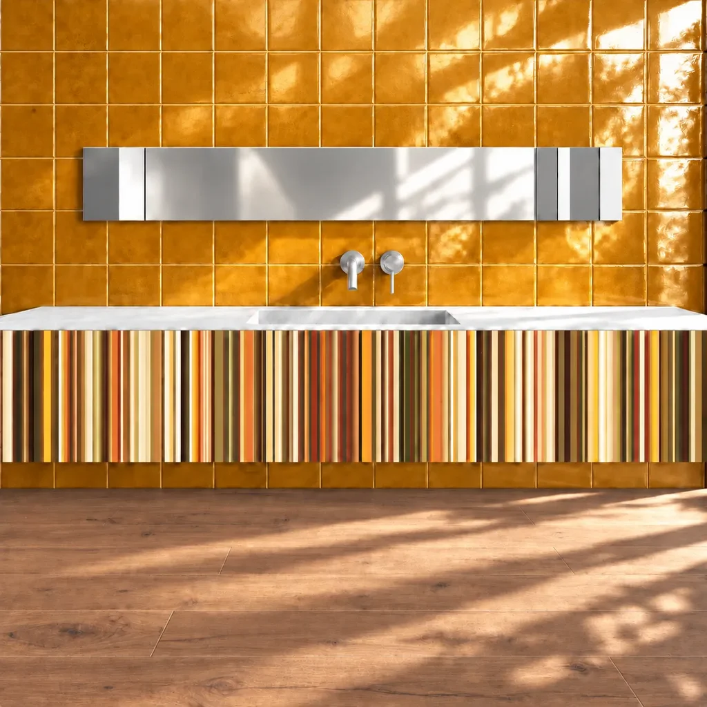 Squares yellow + Oak dark