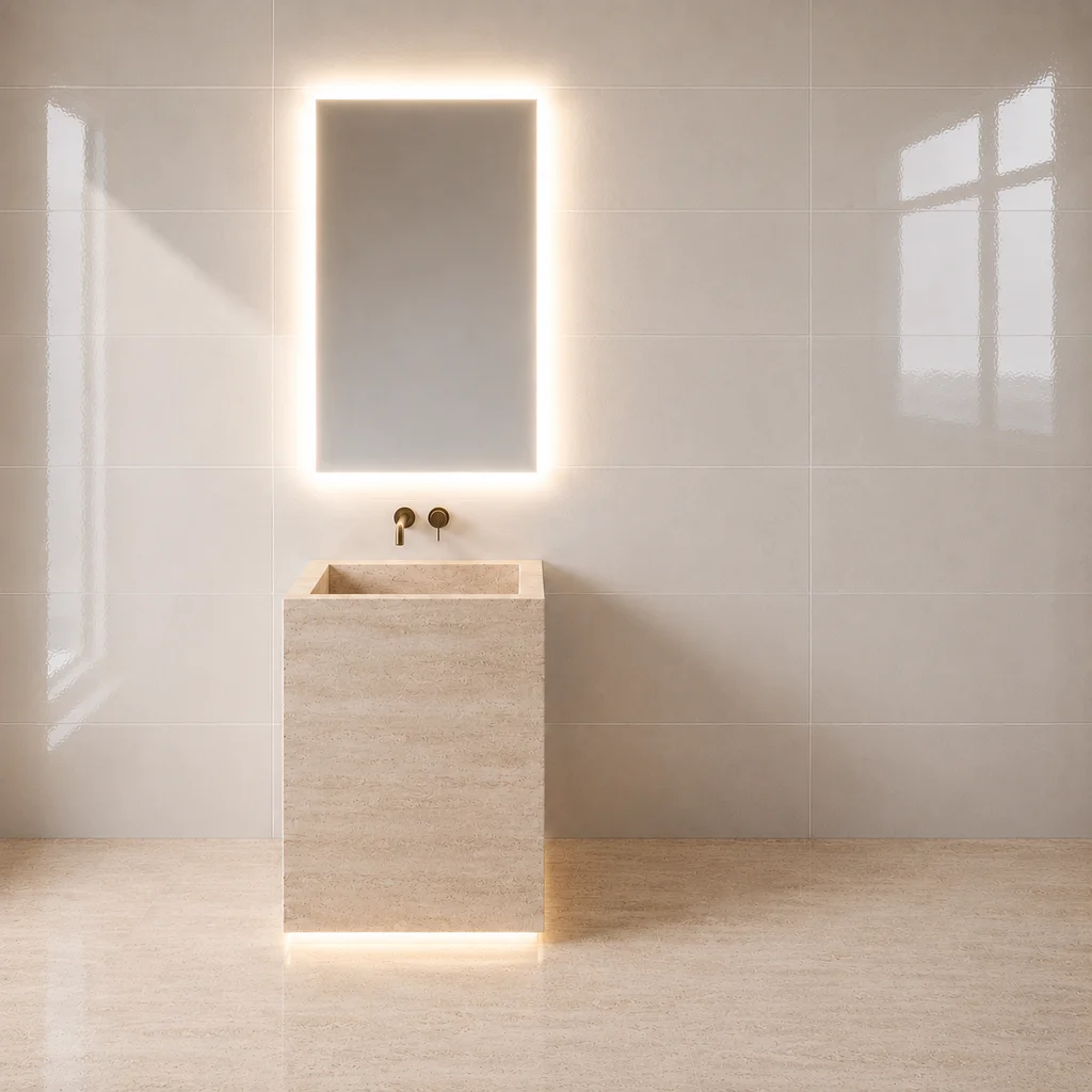 BLANC GLOSSY BEIGE + TRAVERTINE CREAM
